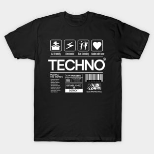 TECHNO  - Product Label (White) T-Shirt